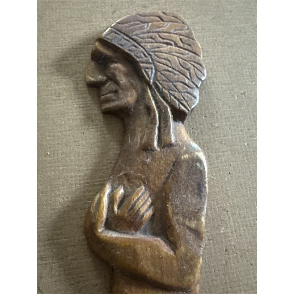 Wooden Hand Carved Letter Opener Indian Chief 